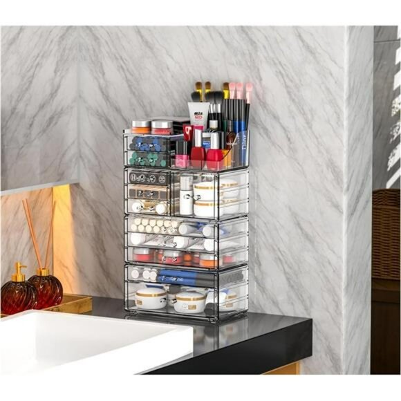 Clear Acrylic Makeup Organizer 11 Drawer Stackable Vanity Storage Box - Picture 2 of 7